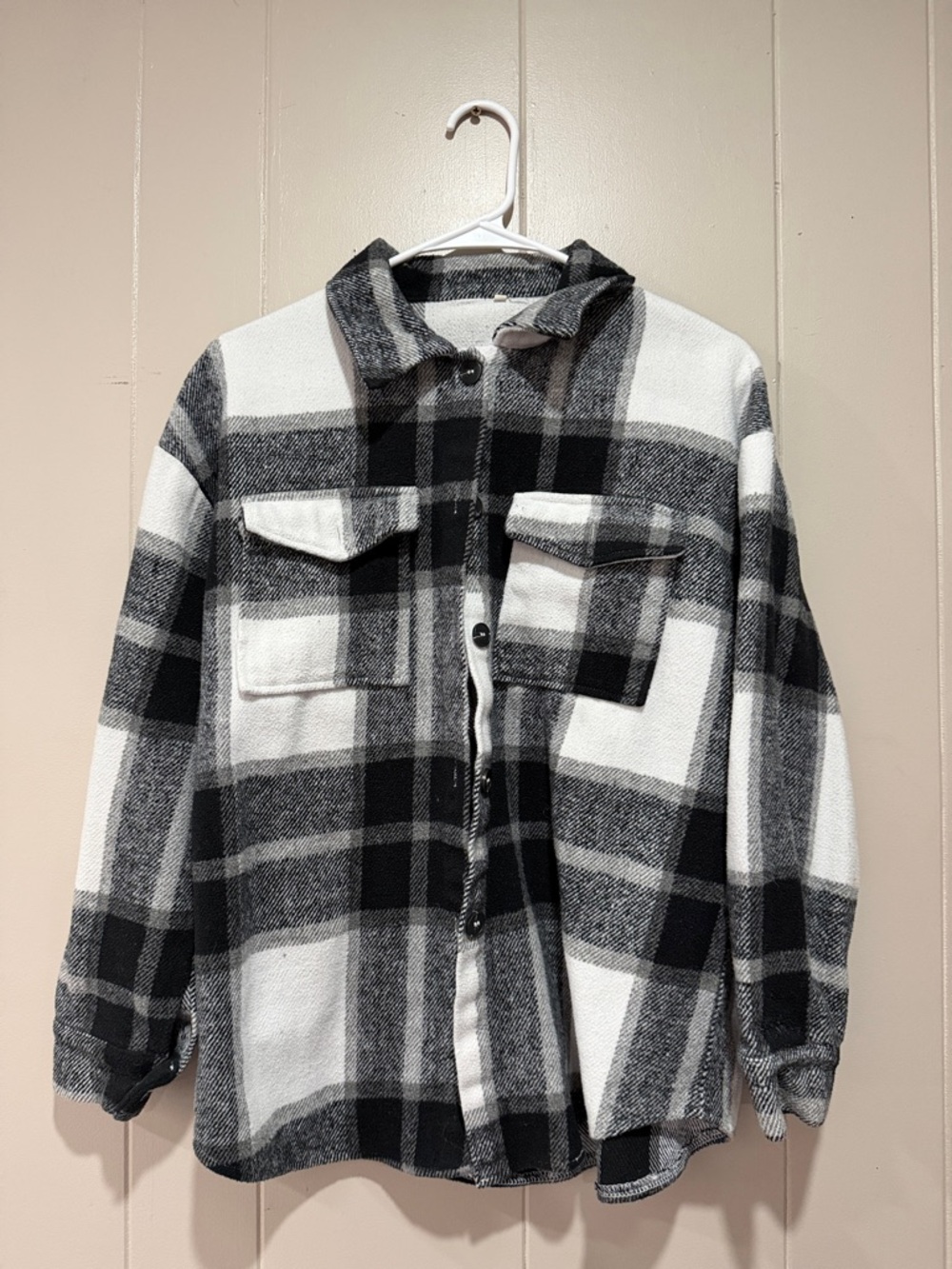 Black & White Plaid Button-Up Shacket